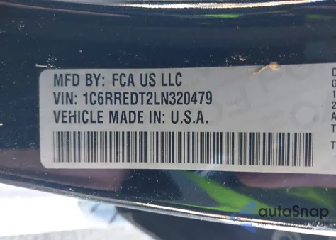 2020 Ram 1500 Laramie 4X2 6'4 Box из США, поврежденный, VIN 1C6RREDT2LN320479